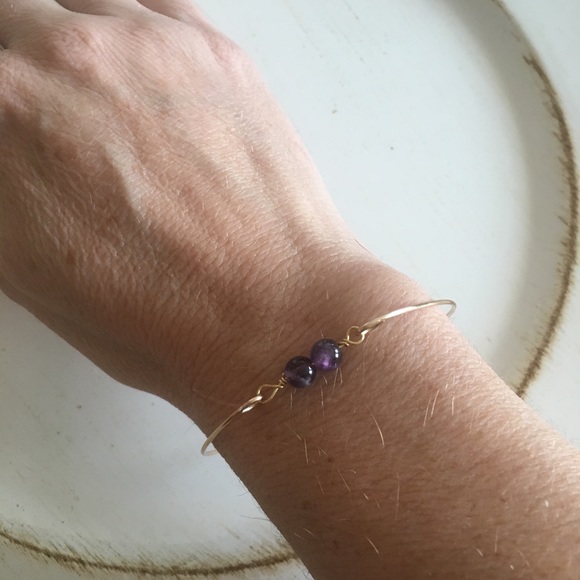 3 for $25 Gold February Birthstone Bangle Bracelet - Picture 3 of 5